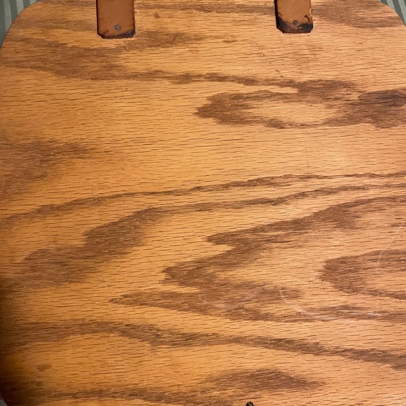 Longaberger Wood Picnic Basket with Red Gingham Bow Trim - Picture 7 of 16